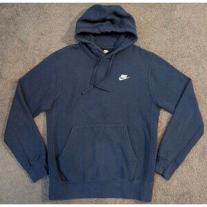 Nike Club Fleece Pullover Hoodie Sweatshirt Blue BV2654 Men's Small